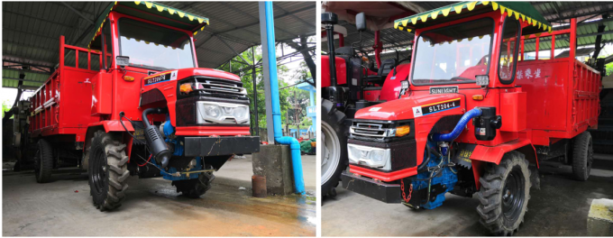 Mini manipulation matérielle rouge Transportor du déchargeur 18HP du tracteur 4WD dans la région de montagne 3